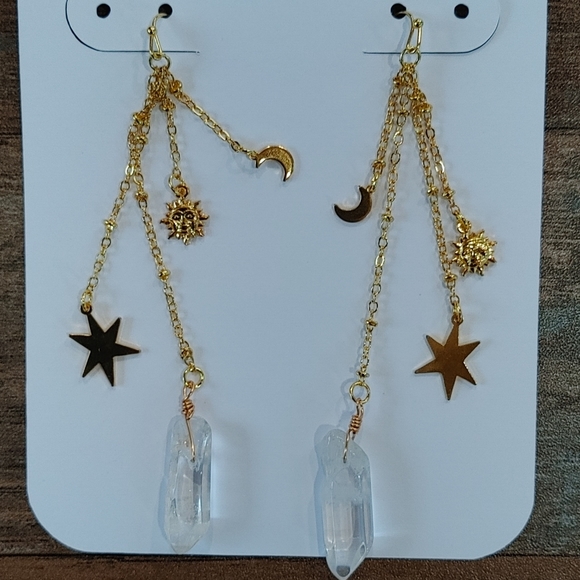 Handmade Celestial sun moon and star earrings - Picture 3 of 4